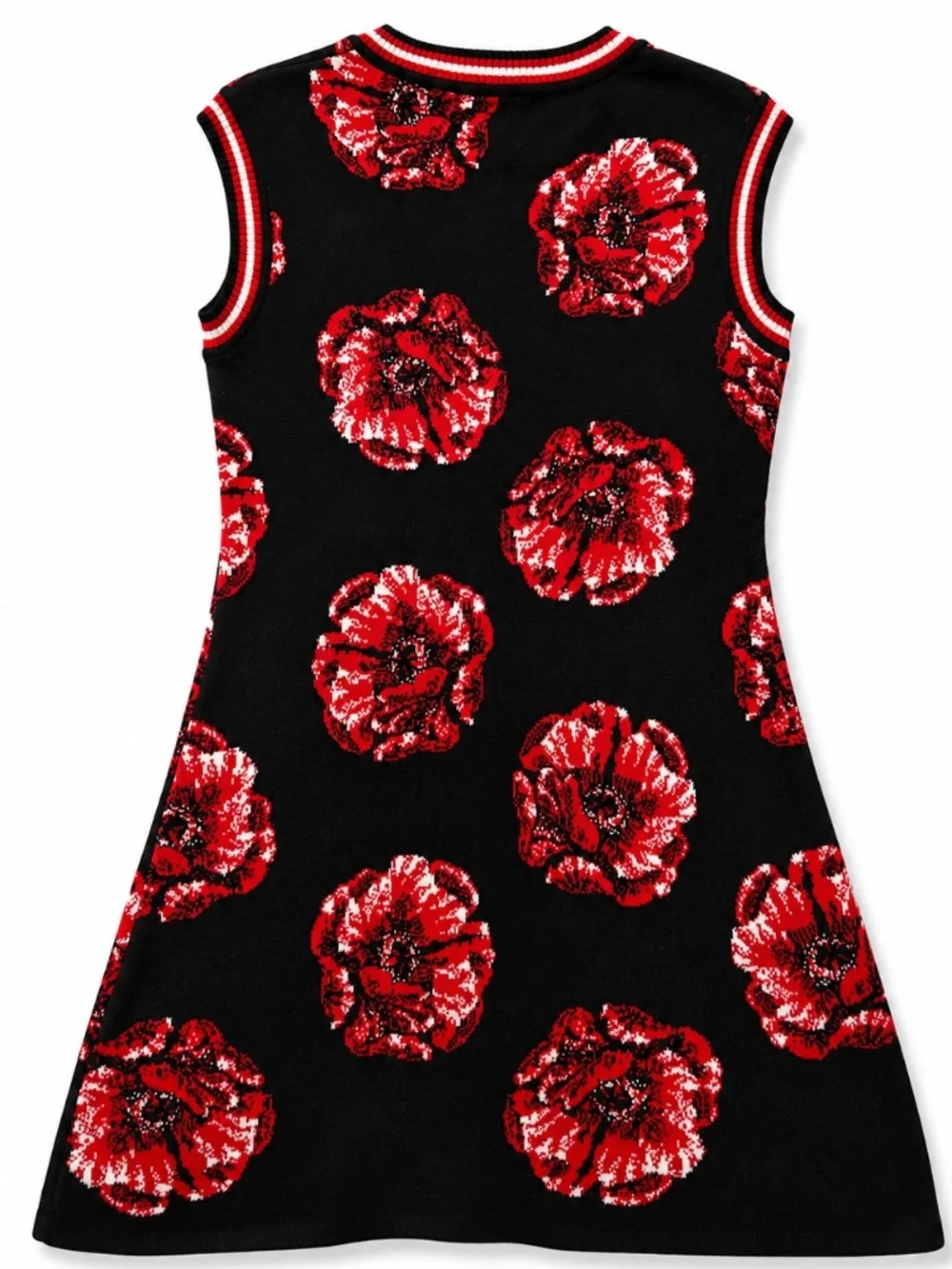 Designer Zalevskiy Black Red Poppy Knit Sweater Dress Size S Rare Statement Piec - Picture 14 of 14